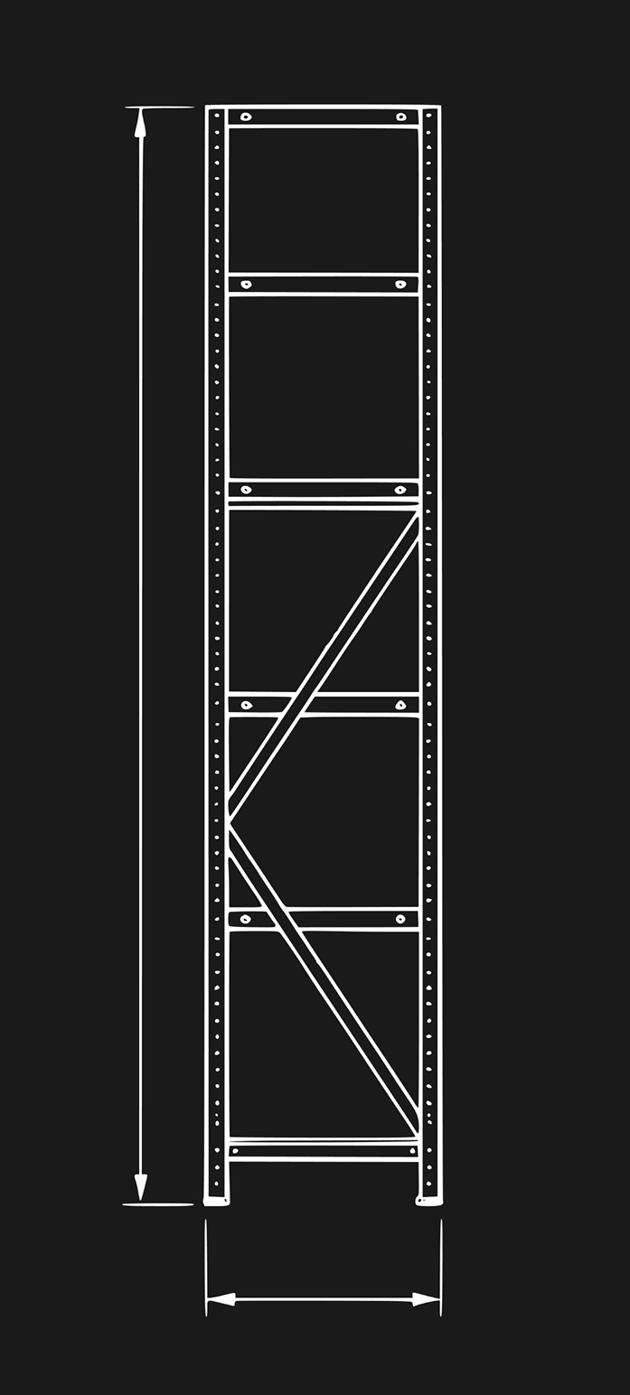 Стеллаж металлический MS U 2500x700x300 (6 полок) - схема 2