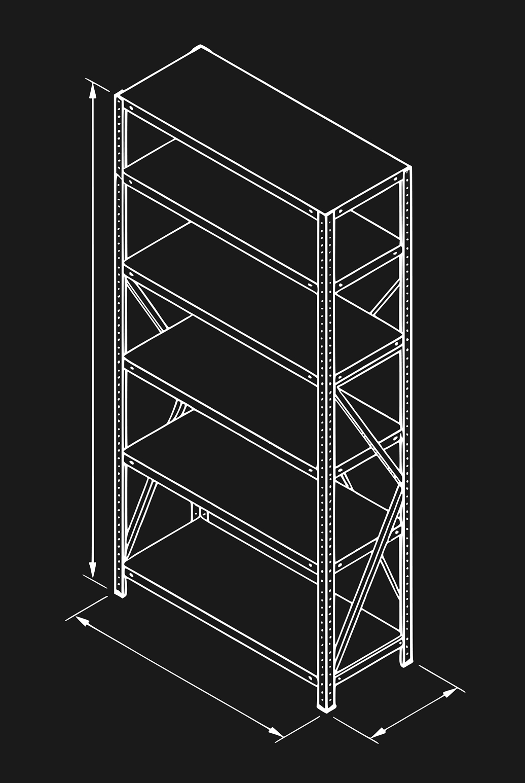 Стеллаж металлический MS U 2500x700x300 (6 полок) - схема 3