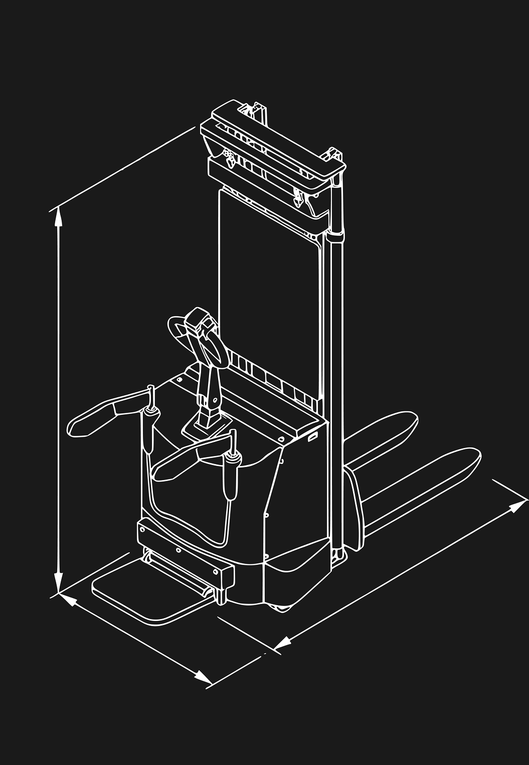 Штабелер электрический самоходный с платформой 1,5 т - 4,5 м Вилы: 1150 , АКБ Свинцово - кислотная, CL1545W SIBLINE - схема 3