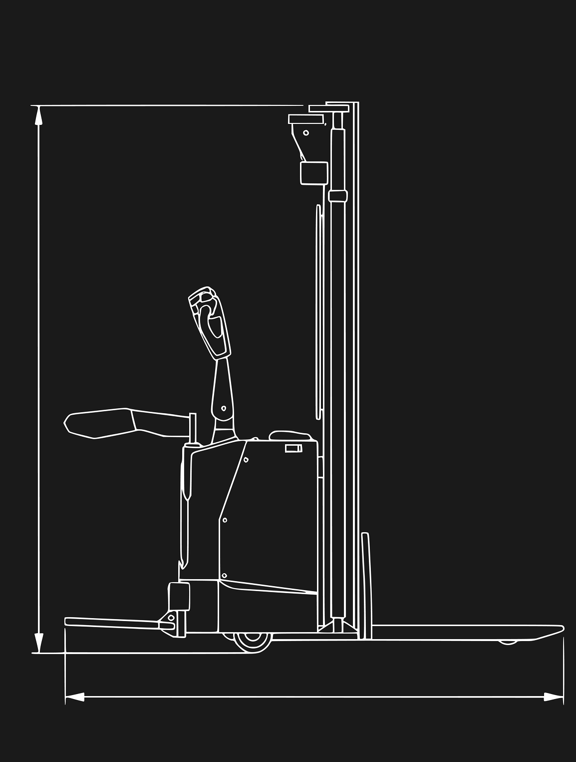 Штабелер электрический самоходный с платформой 1,5 т - 4,5 м Вилы: 1150 , АКБ Свинцово - кислотная, CL1545W SIBLINE - схема 2