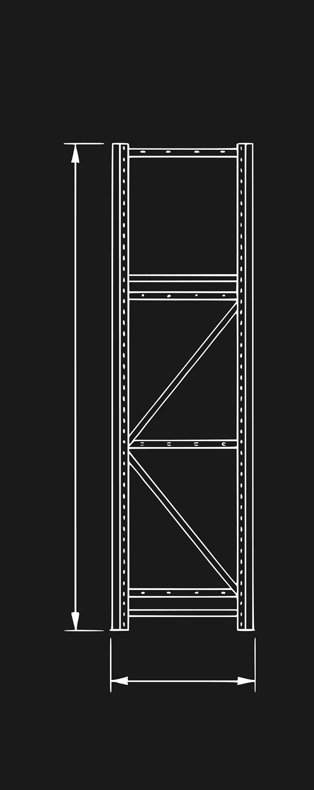 Стеллаж среднегрузовой MS PRO 2500x900x800 (4 яруса) - схема 2